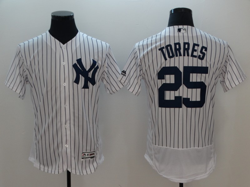 Men New York Yankees 25 Torres White Elite MLB Jerseys